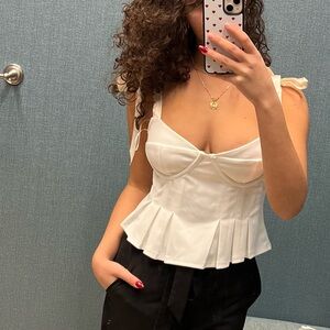 Tank top with ribbon straps